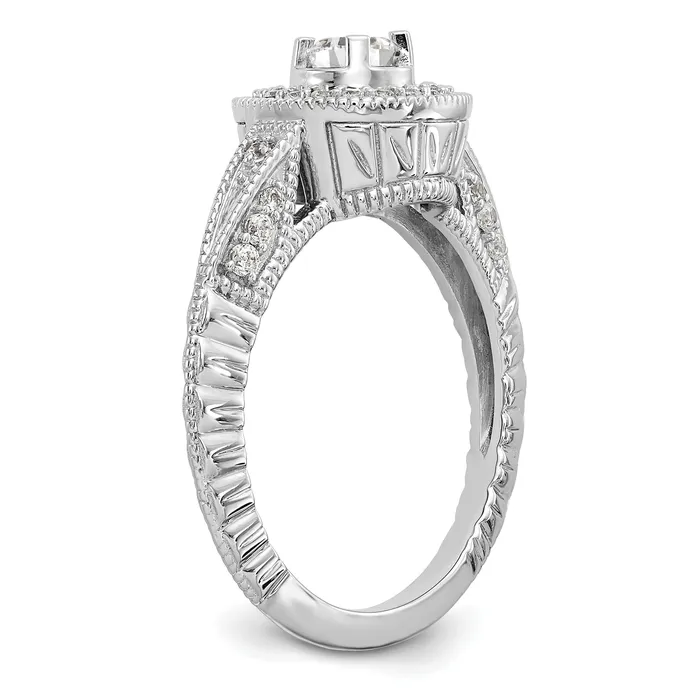Goldia Rings 100ct CZ Solid Real 14K White Gold Round Halo Engagement Ring