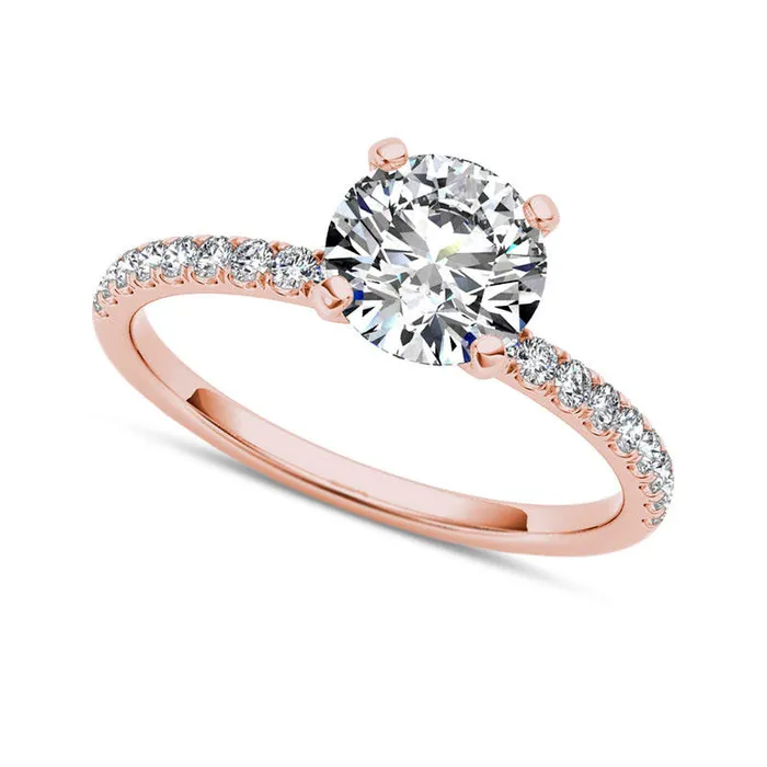 Goldia Rings 120 CT TW Natural Diamond Engagement Ring in Solid 14K Rose Gold Goldia Rings 120 CT TW Natural Diamond Engagement Ring in Solid 14K Rose Gold