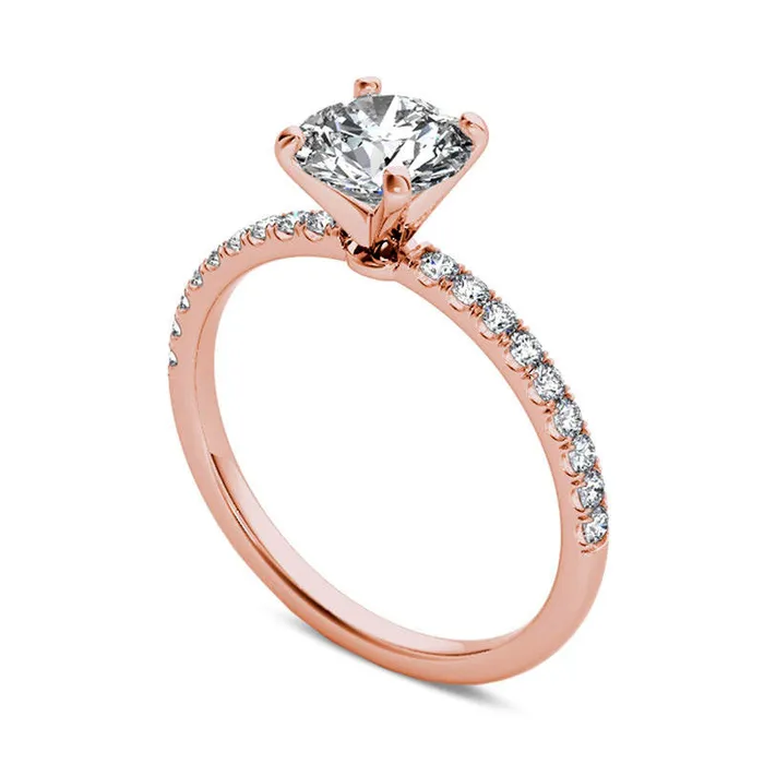 Goldia Rings 120 CT TW Natural Diamond Engagement Ring in Solid 14K Rose Gold Goldia Rings 120 CT TW Natural Diamond Engagement Ring in Solid 14K Rose Gold