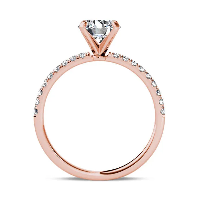 Goldia Rings 120 CT TW Natural Diamond Engagement Ring in Solid 14K Rose Gold Goldia Rings 120 CT TW Natural Diamond Engagement Ring in Solid 14K Rose Gold