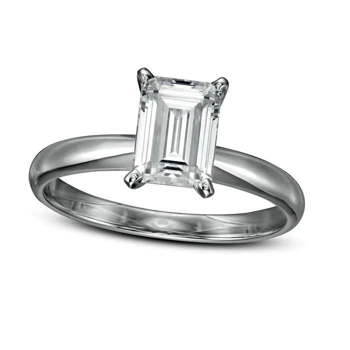 Goldia Rings 15 CT Certified EmeraldCut LabCreated Diamond Solitaire Engagement Ring in Solid 14K White Gold FVS2 Goldia Rings 15 CT Certified EmeraldCut LabCreated Diamond Solitaire Engagement Ring in Solid 14K White Gold FVS2