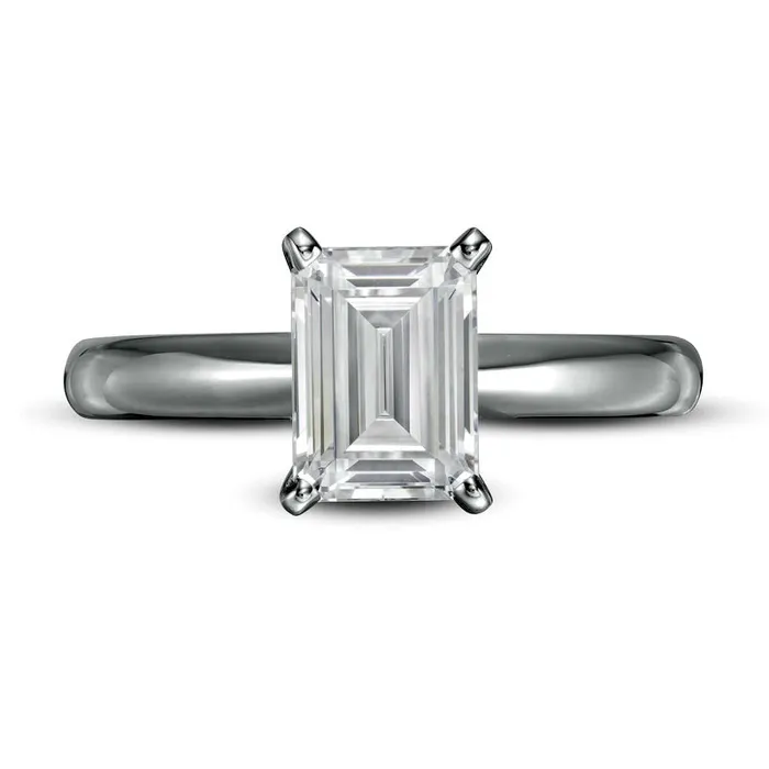 Goldia Rings 15 CT Certified EmeraldCut LabCreated Diamond Solitaire Engagement Ring in Solid 14K White Gold FVS2 Goldia Rings 15 CT Certified EmeraldCut LabCreated Diamond Solitaire Engagement Ring in Solid 14K White Gold FVS2