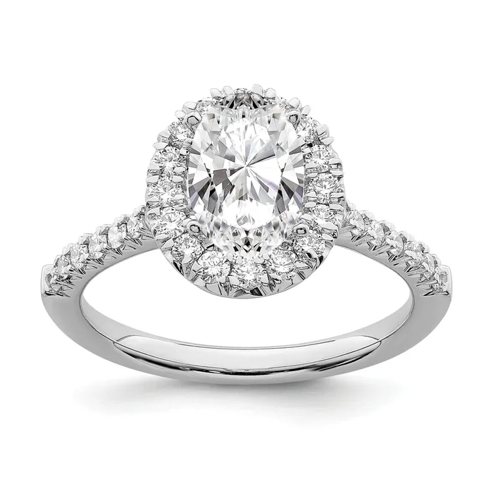 Goldia Rings 150ct CZ Solid Real 14K White Gold Oval Halo Engagement Ring