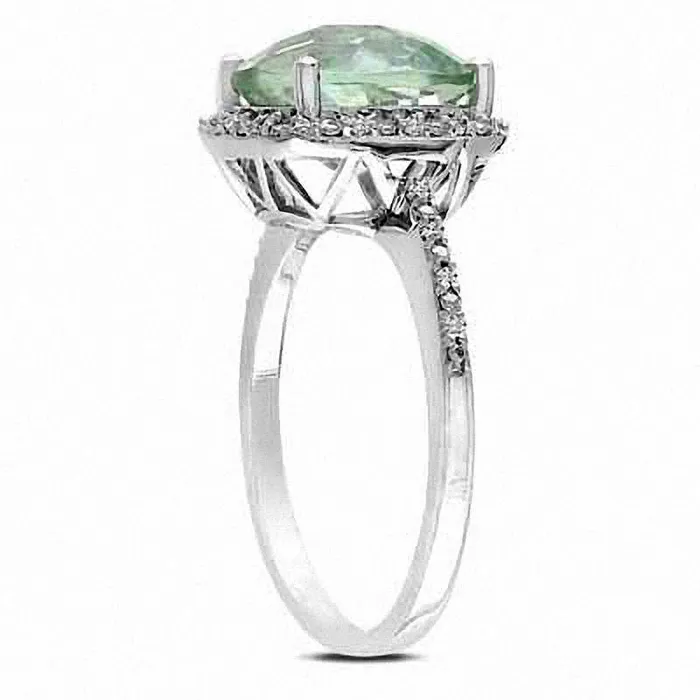 Goldia Rings 100mm CushionCut Green Quartz and 010 CT TW Natural Diamond Ring in Sterling Silver Goldia Rings 100mm CushionCut Green Quartz and 010 CT TW Natural Diamond Ring in Sterling Silver