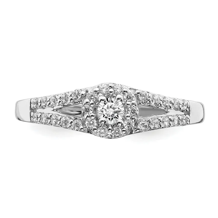 Goldia Rings 10k White Gold 13 Ct Lab Grown Diamond VSSI G Round Halo Engagement Ring