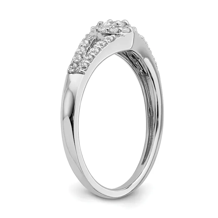 Goldia Rings 10k White Gold 13 Ct Lab Grown Diamond VSSI G Round Halo Engagement Ring