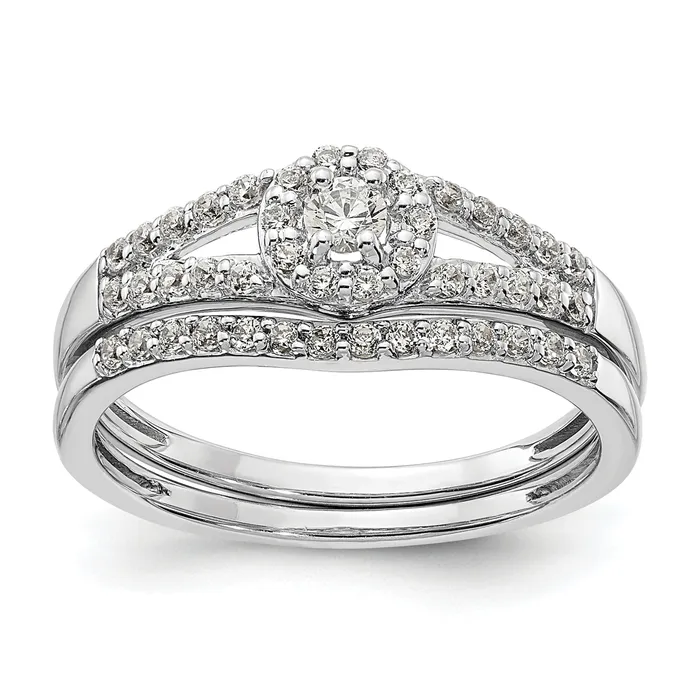 Goldia Rings 10k White Gold 13 Ct Lab Grown Diamond VSSI G Round Halo Engagement Ring