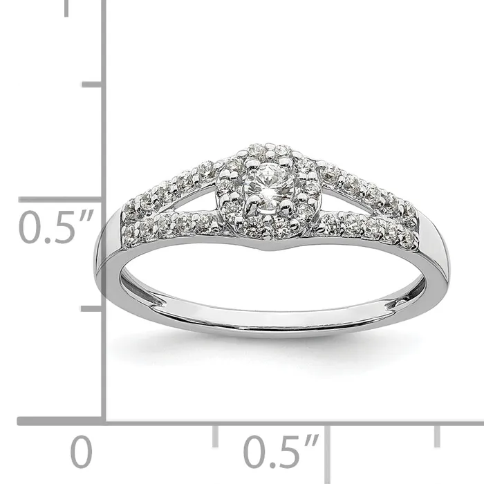 Goldia Rings 10k White Gold 13 Ct Lab Grown Diamond VSSI G Round Halo Engagement Ring