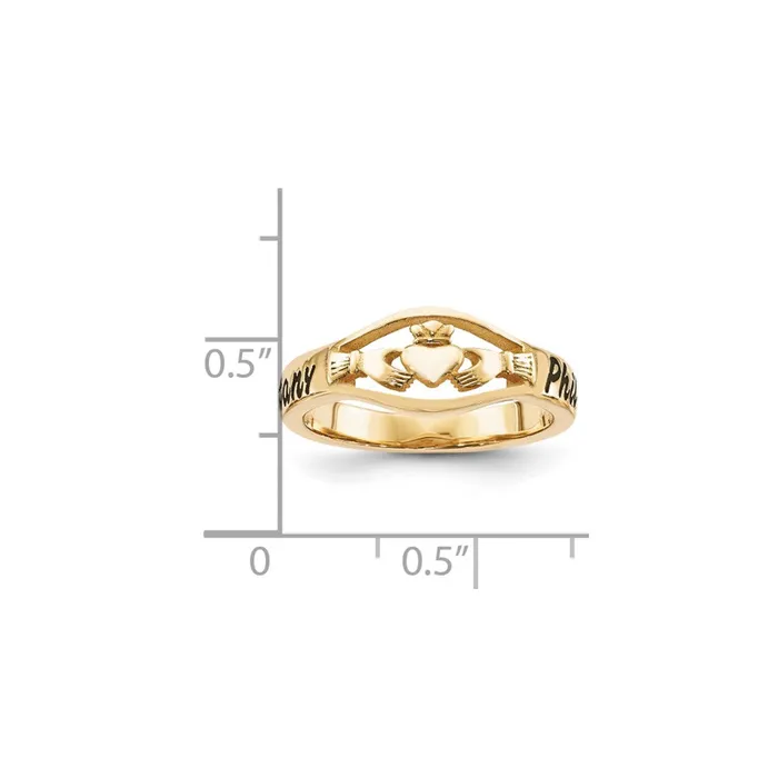 Goldia Rings 10K Yellow Gold Casted High Polish wAntique Letter Claddagh Ring