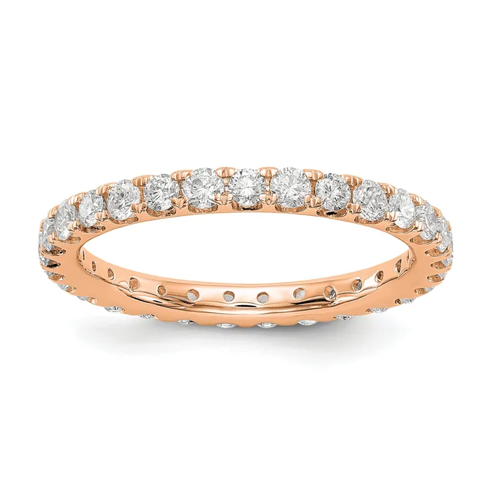 Goldia Rings 14k Rose Gold 1 Ct Lab Grown Diamond VSSI G Shared Prong Eternity Band Ring Goldia Rings 14k Rose Gold 1 Ct Lab Grown Diamond VSSI G Shared Prong Eternity Band Ring