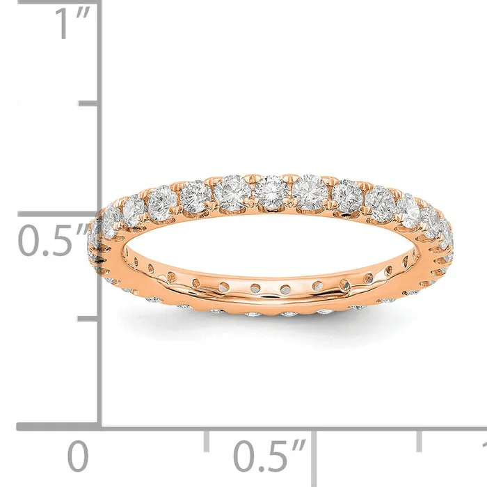 Goldia Rings 14k Rose Gold 1 Ct Lab Grown Diamond VSSI G Shared Prong Eternity Band Ring