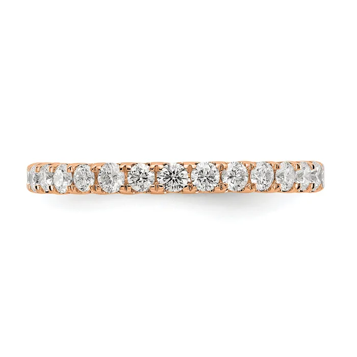 Goldia Rings 14k Rose Gold 1 Ct Lab Grown Diamond VSSI G Shared Prong Eternity Band Ring