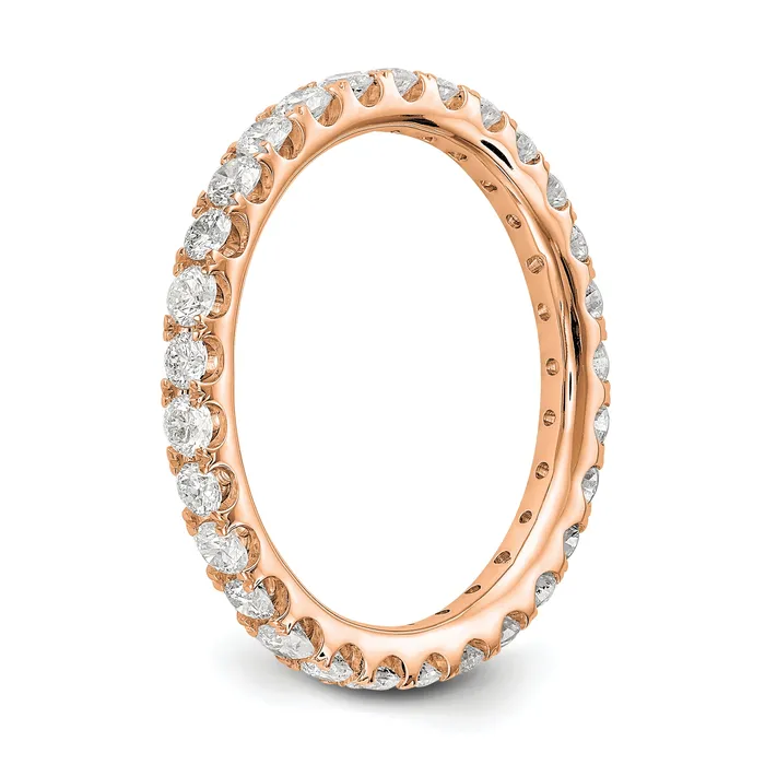 Goldia Rings 14k Rose Gold 1 Ct Lab Grown Diamond VSSI G Shared Prong Eternity Band Ring