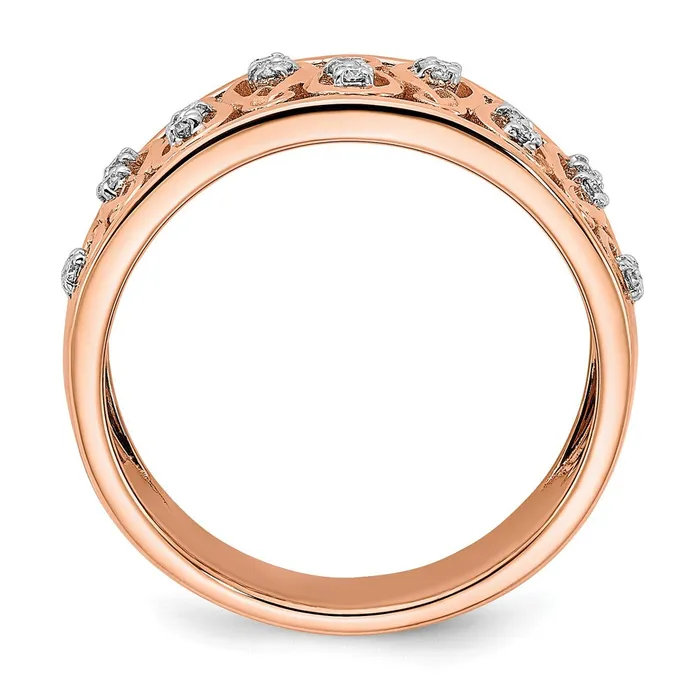 Goldia Rings 14k Rose Gold Polished Real Diamond Fancy Filigree Band