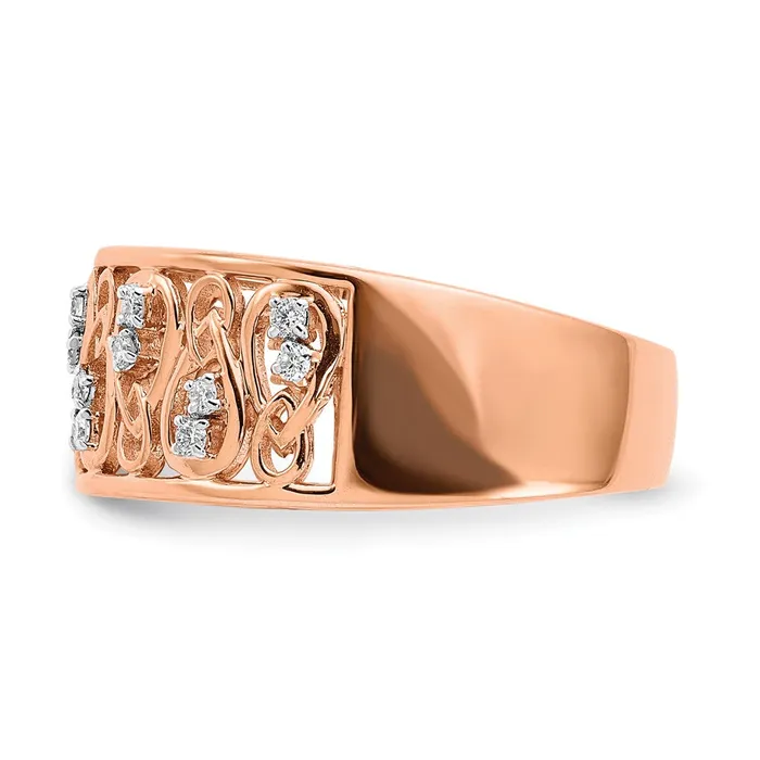 Goldia Rings 14k Rose Gold Polished Real Diamond Fancy Filigree Band