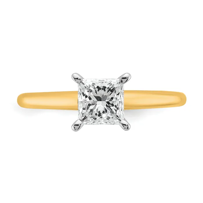 Goldia Rings 14k Twotone 1 Ct Lab Grown Diamond VSSI G Princess Solitare Engagement Ring