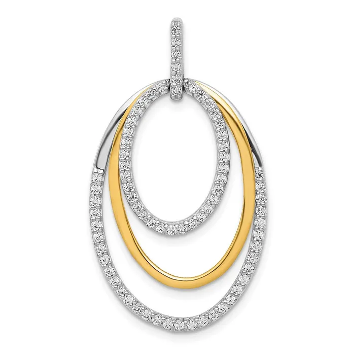 Goldia Rings 14k TwoTone Gold 12ct Real Diamond Fancy Triple Oval Pendant Goldia Rings 14k TwoTone Gold 12ct Real Diamond Fancy Triple Oval Pendant