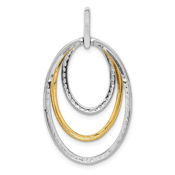 Goldia Rings 14k TwoTone Gold 12ct Real Diamond Fancy Triple Oval Pendant