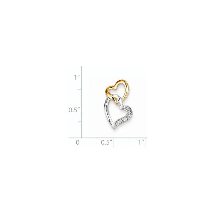 Goldia Rings 14k TwoTone Gold Real Diamond Heart Slide