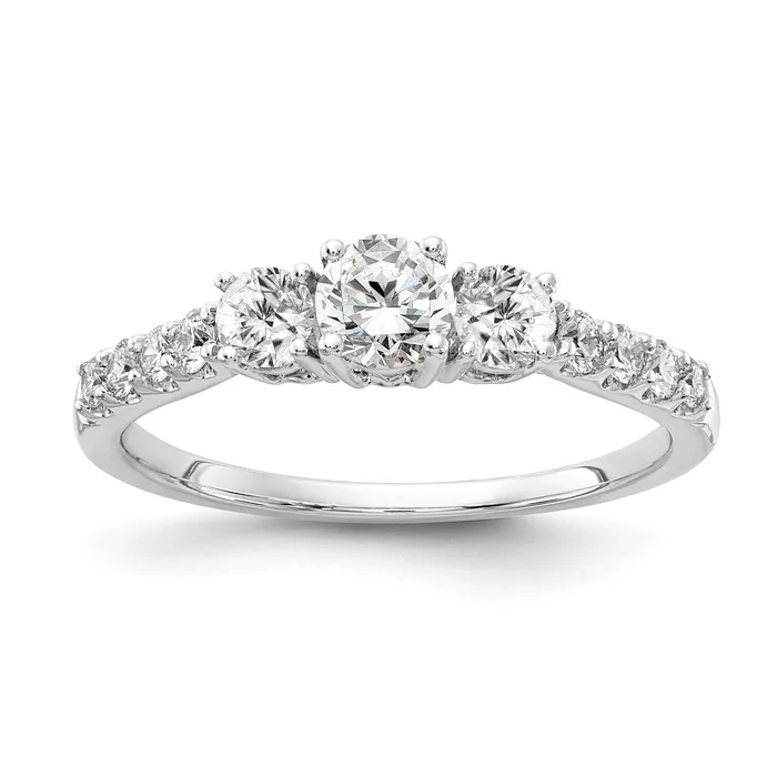 Goldia Rings 14k White Gold 12 Ct Lab Grown Diamond VSSI G 14 Ct Center Round Three Stone Engagement Ring Goldia Rings 14k White Gold 12 Ct Lab Grown Diamond VSSI G 14 Ct Center Round Three Stone Engagement Ring