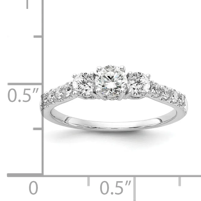 Goldia Rings 14k White Gold 12 Ct Lab Grown Diamond VSSI G 14 Ct Center Round Three Stone Engagement Ring