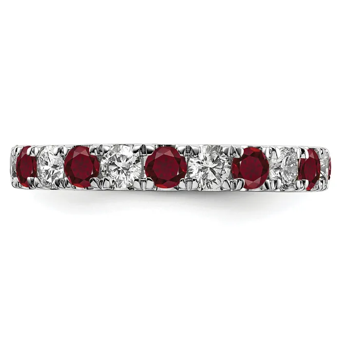 Goldia Rings 14k White Gold 1 Ct Lab Grown Diamond VSSI G and Lab Created Ruby Eternity Band Ring