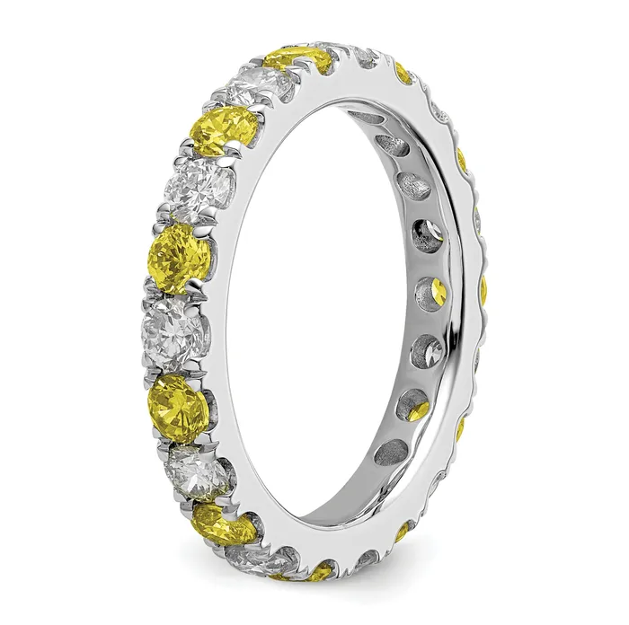 Goldia Rings 14k White Gold 1 Ct Lab Grown Diamond VSSI G and Lab Created Ruby Eternity Band Ring