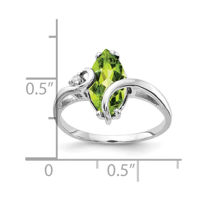 Goldia Rings 14k White Gold 12x6mm Marquise Peridot AA Diamond ring