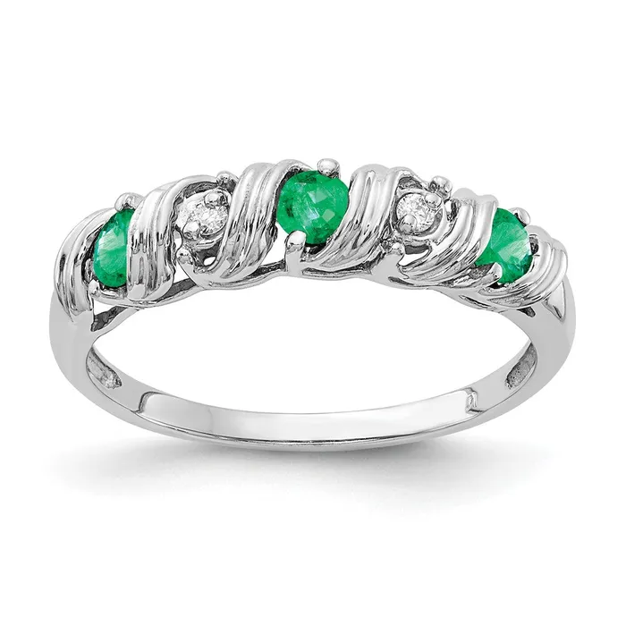 Goldia Rings 14k White Gold 275mm Emerald AAA Diamond ring