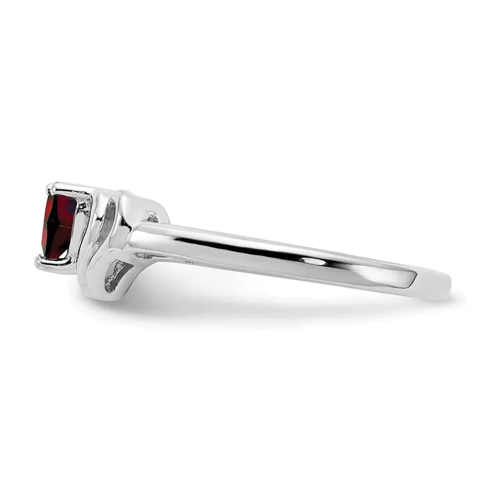 Goldia Rings 14k White Gold 4mm Heart Garnet AA Diamond Ring