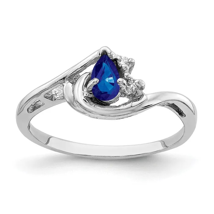 Goldia Rings 14k White Gold 5x3mm Pear Sapphire AA Diamond ring