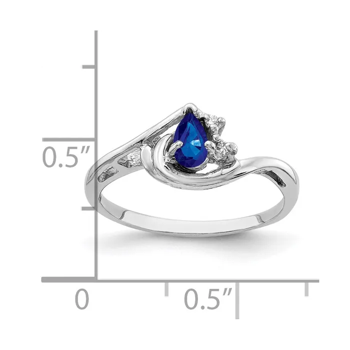 Goldia Rings 14k White Gold 5x3mm Pear Sapphire AA Diamond ring