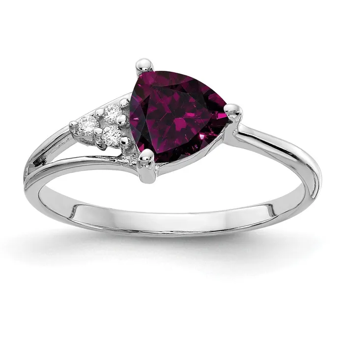 Goldia Rings 14k White Gold 6mm Rhodolite Garnet AAA Diamond ring