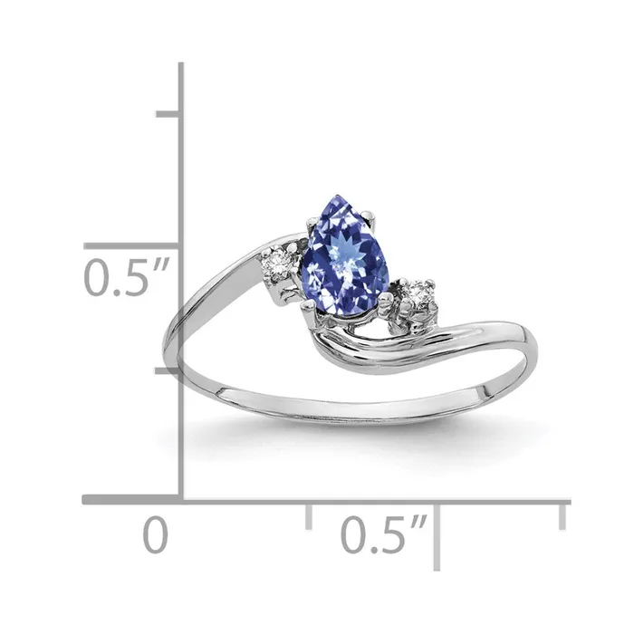 Goldia Rings 14k White Gold 6x4mm Pear Tanzanite VS Diamond ring