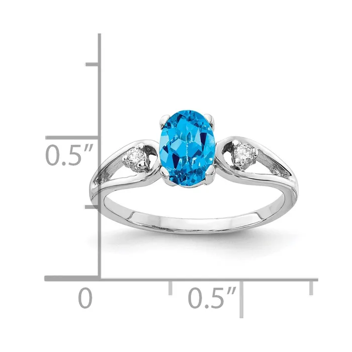 Goldia Rings 14k White Gold 7x5mm Oval Blue Topaz Checker A Real Diamond ring