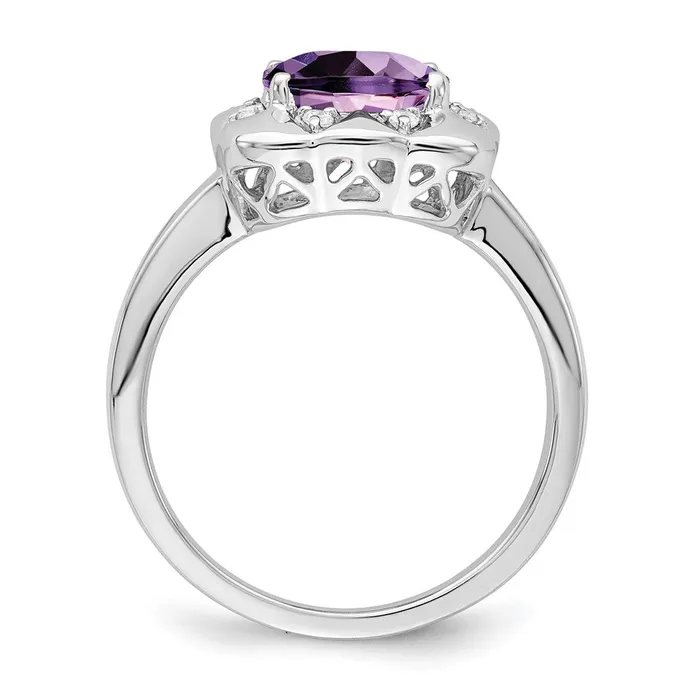 Goldia Rings 14k White Gold Amethyst and Real Diamond Ring