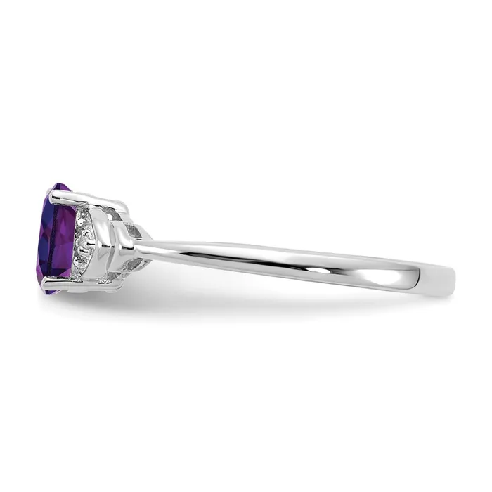 Goldia Rings 14k White Gold Amethyst and Real Diamond Ring