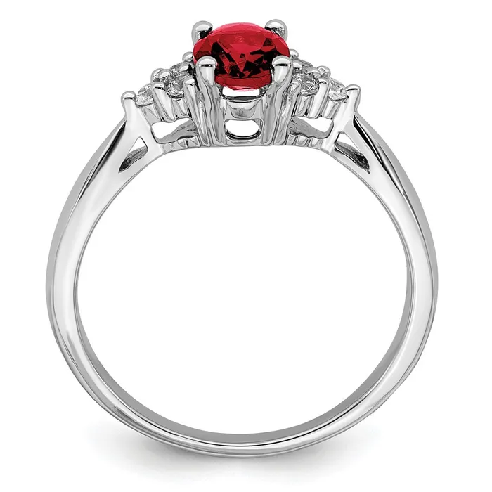 Goldia Rings 14k White Gold Created Ruby and Real Diamond Ring
