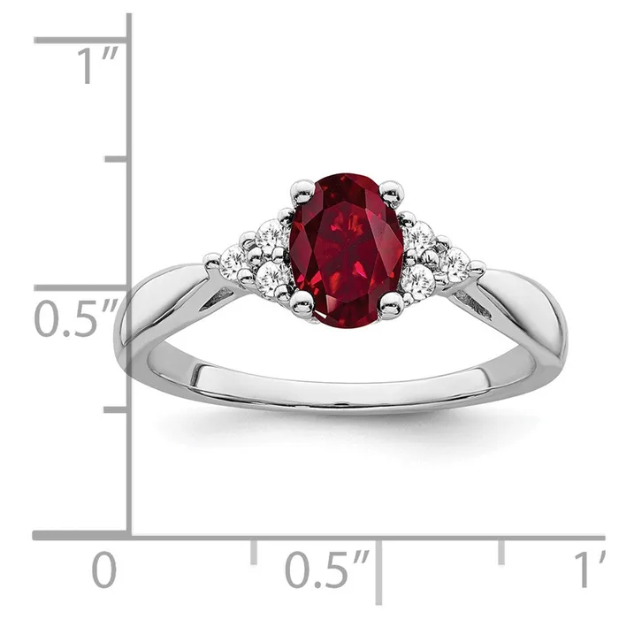Goldia Rings 14k White Gold Created Ruby and Real Diamond Ring