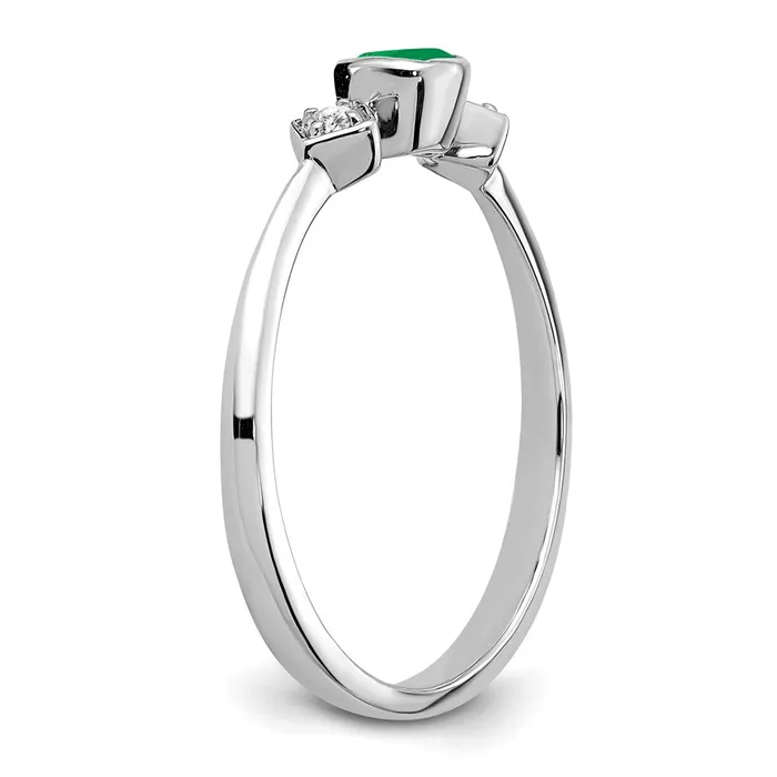 Goldia Rings 14K White Gold Emerald and Real Diamond Ring