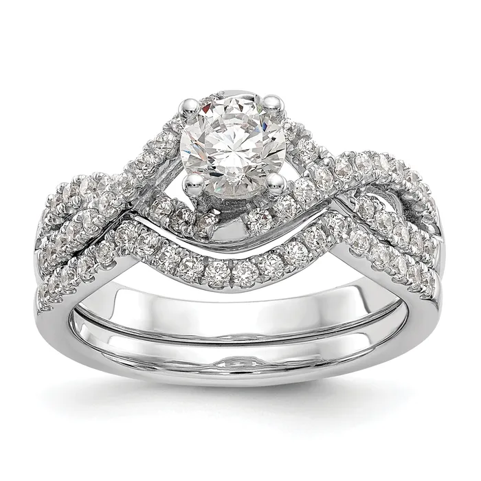 Goldia Rings 14K White Gold Lab Grown Diamond VSSI FGH Round Engagement Ring