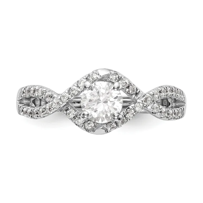 Goldia Rings 14K White Gold Lab Grown Diamond VSSI FGH Round Engagement Ring
