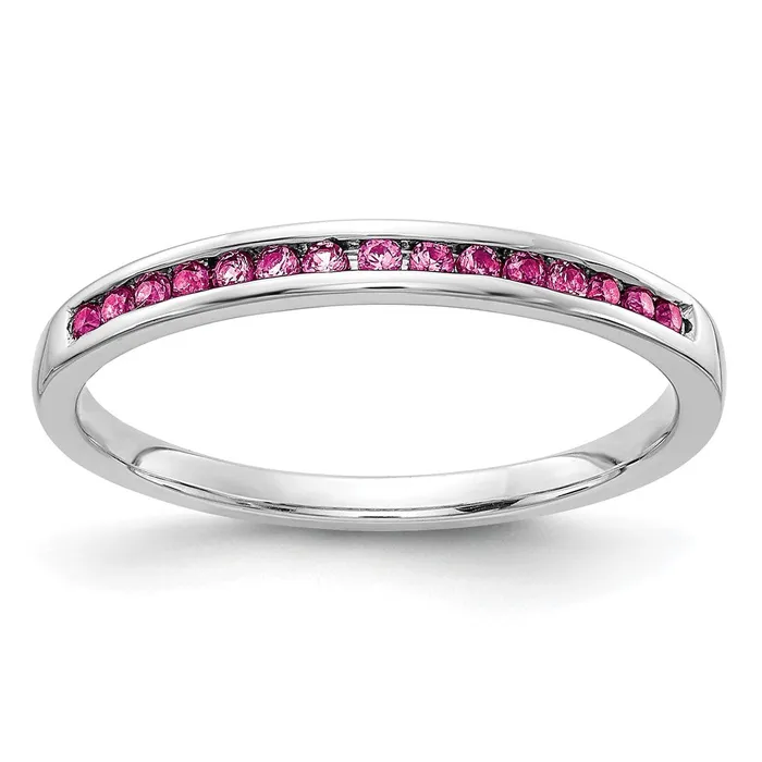 Goldia Rings 14k White Gold Pink Sapphire Channel Band