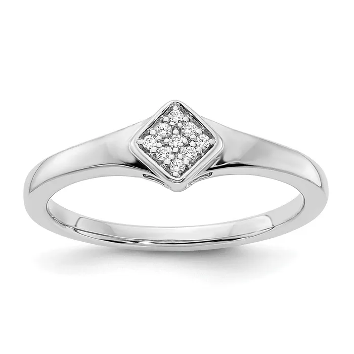 Goldia Rings 14k White Gold Polished Fancy Real Diamond Ring