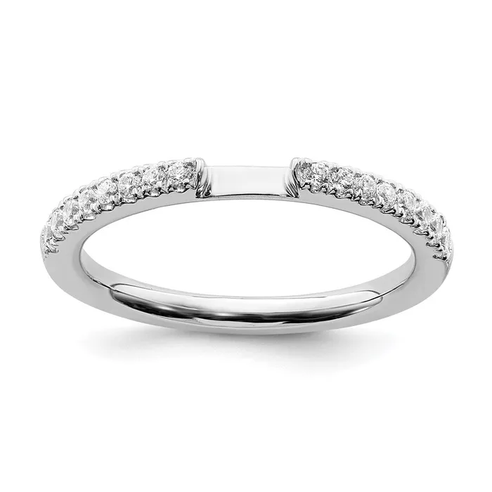 Goldia Rings 14K White Gold Real Diamond Contoured Wedding Band