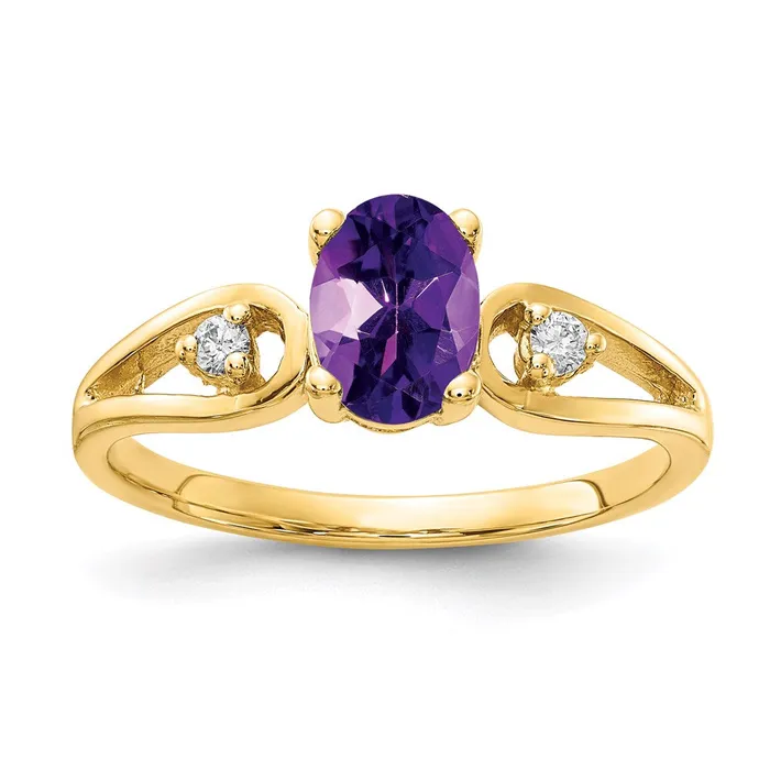 Goldia Rings 14K Yellow Gold 7x5mm Oval Amethyst Checker A Real Diamond ring Goldia Rings 14K Yellow Gold 7x5mm Oval Amethyst Checker A Real Diamond ring