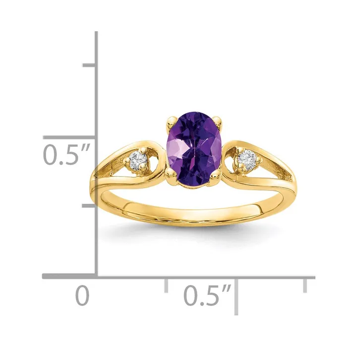 Goldia Rings 14K Yellow Gold 7x5mm Oval Amethyst Checker A Real Diamond ring
