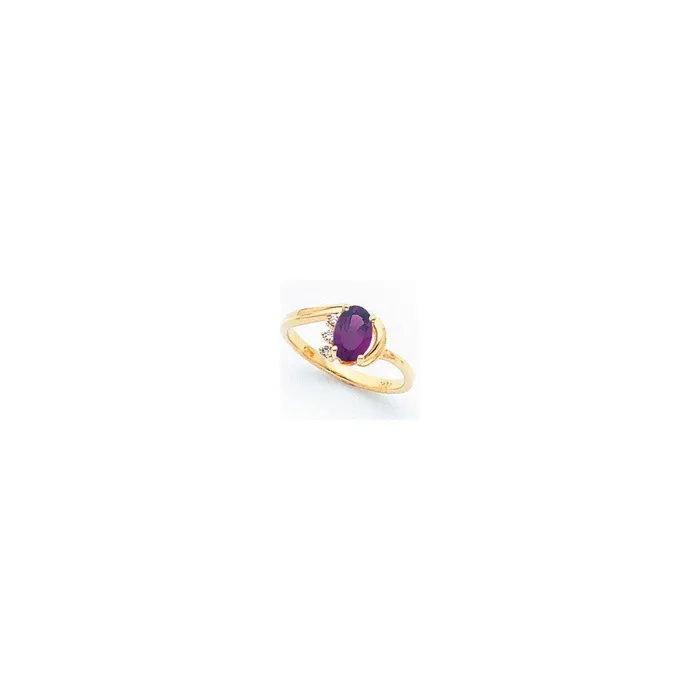 Goldia Rings 14k Yellow Gold 7x5mm Oval Amethyst Checker VS Diamond ring