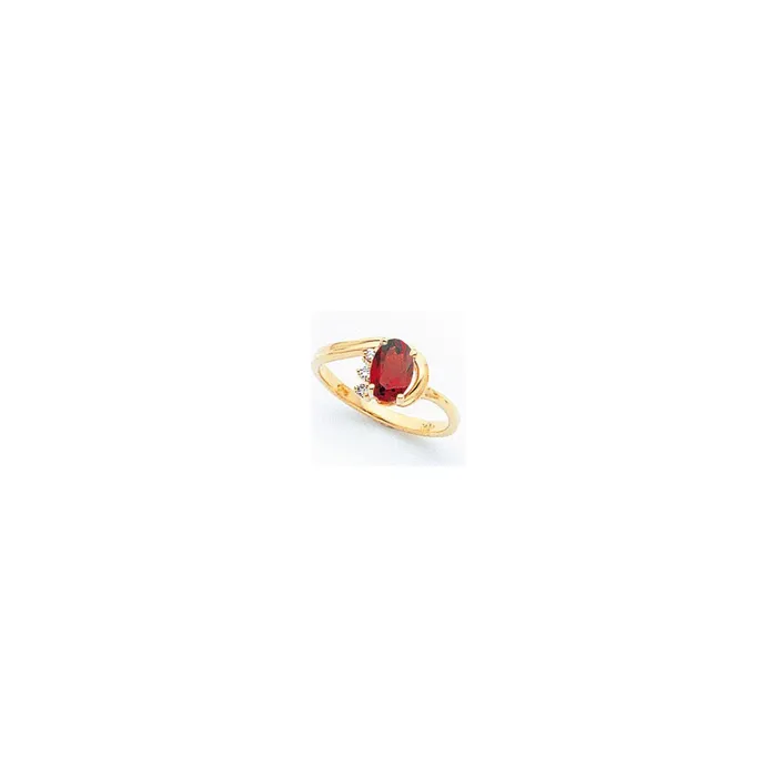 Goldia Rings 14k Yellow Gold 7x5mm Oval Garnet VS Diamond ring