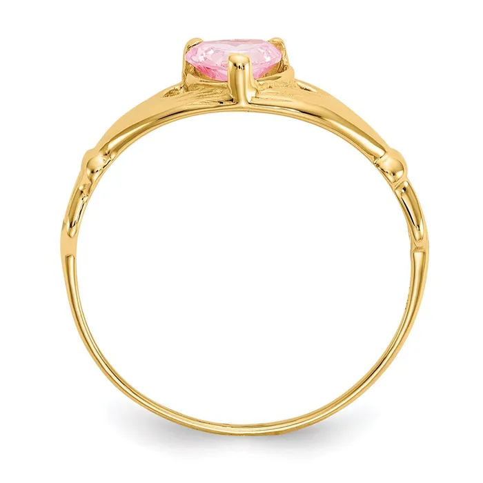 Goldia Rings 14K Yellow Gold CZ October Birthstone Claddagh Heart Ring